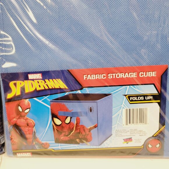 Marvel Spiderman Fabric Storage Cube Plus Miles Small Blue Red Throw Pillow Set - Picture 3 of 6